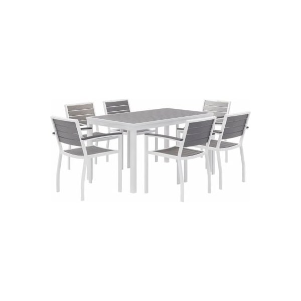 Kfi KFI Seating 7 Piece Outdoor Dining Set, Gray w/ White Frame OL5601WHGY-6-T3255WHGY - main